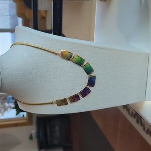 Holly Yashi 24K Gold Plating Multicolor Leaf Necklace 18"